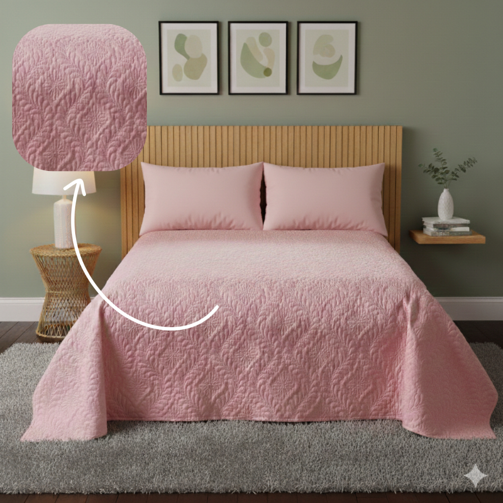 Colcha Cobre Leito 3 Peças Solteiro/Casal /Queen/King Matelado Ultrassonico Diversas Cores em Oferta na Shopee