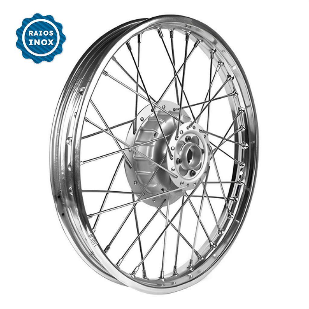 Jante Aro 19 Roda Calha Dianteira Bros 150 125 160 Freio á Tambor Cromada Raios Inox