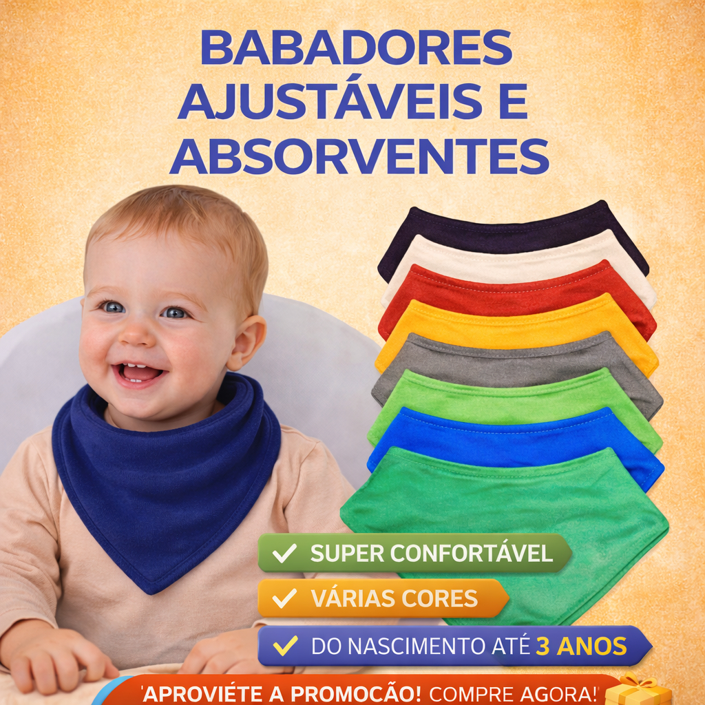 Kit 10 Babador Bebê Bandana Menina Menino Alta Absorção Lindas Cores Promoção