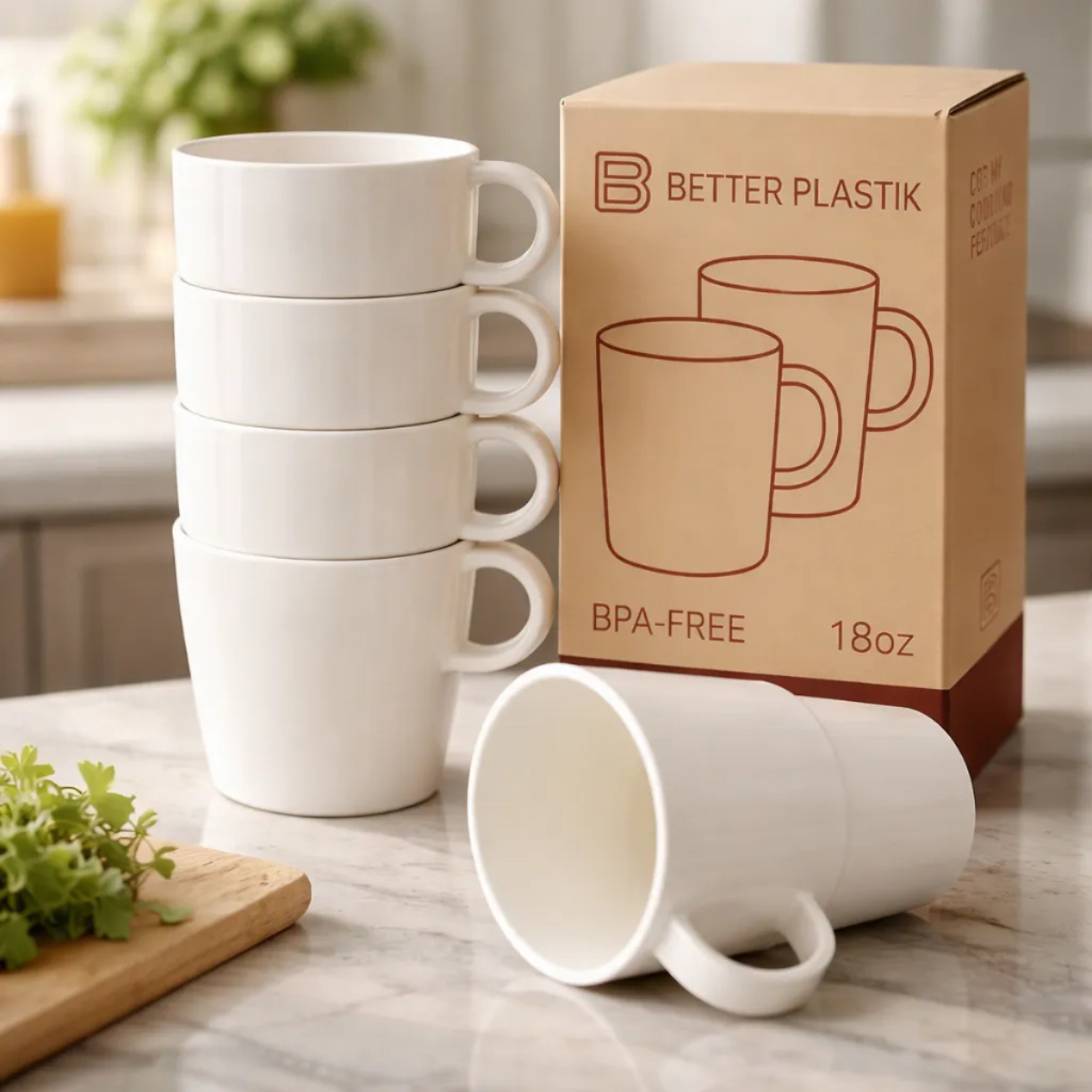 Kit 6 Xícara Caneca Inquebrável 345 ml de Plástico Reforçada para Café e Bebidas Quentes