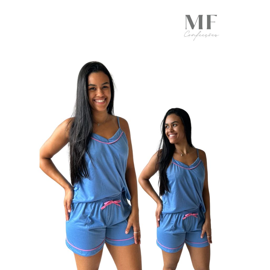 Baby Dool Pijama Feminino Alcinha Blogueirinha Liso em Oferta na Shopee