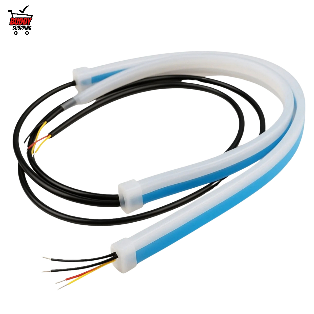 Fita Led Sequencial Automotiva DRL Dual Color Farol Seta 30cm 45cm 60cm Branco Azul Universal 12V em Oferta na Shopee
