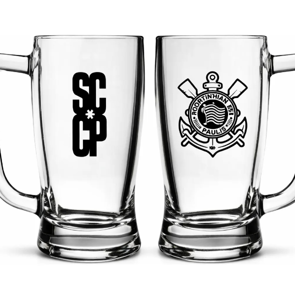 Caneca Vidro Bristol 340ml Chopp Corinthians Transparente Transparente Corinthians