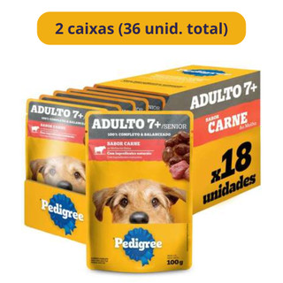 Kit Ração Úmida Sachê Carne ao Molho para Cães Adultos Sênior 7+ Anos 36 Unidades Pedigree