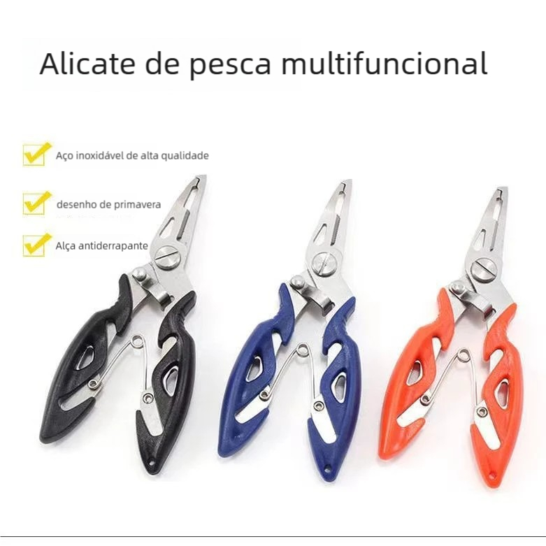 Alicate de Pesca de Aço Inoxidável Isca de Boca Curvada Tesoura Multifuncional