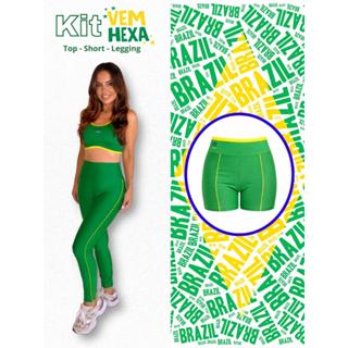 KIT 3 PEÇAS TOP, SHORTS LEG COPA DO MUNDO VERDE em Oferta na Shopee