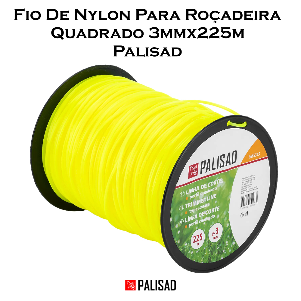 Fio De Nylon Para Roçadeira, Quadrado 3mmx225m PALISAD