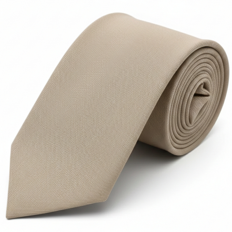 Gravata Masculina Social Clássica Nude Bege Lisa Fosca para Padrinhos de Casamento, Social e Eventos