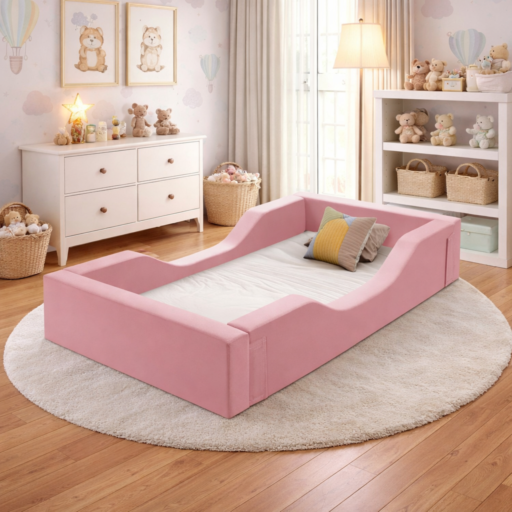 Cama Infantil Montessoriana quarto criança Proteção Lateral De Espuma Conforto e Segurança