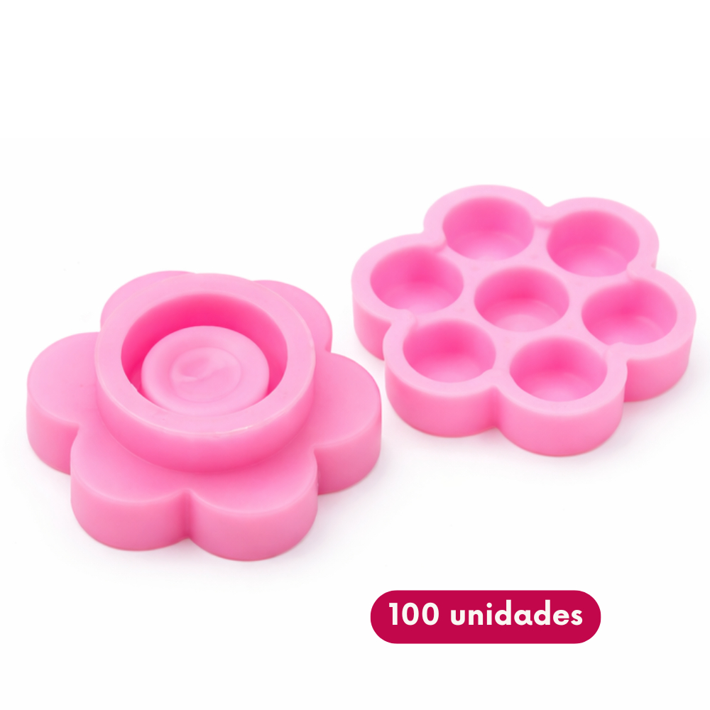 Batoque Flor Rosa Porta Cola para Alongamento de Cílios – 100 Un em Oferta na Shopee