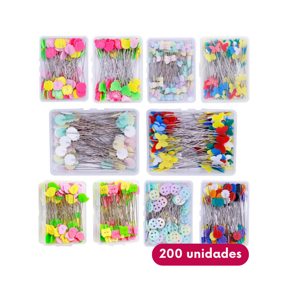 Kit 200 Alfinetes Coloridos para Costura, Patchwork, Artesanato em Oferta na Shopee