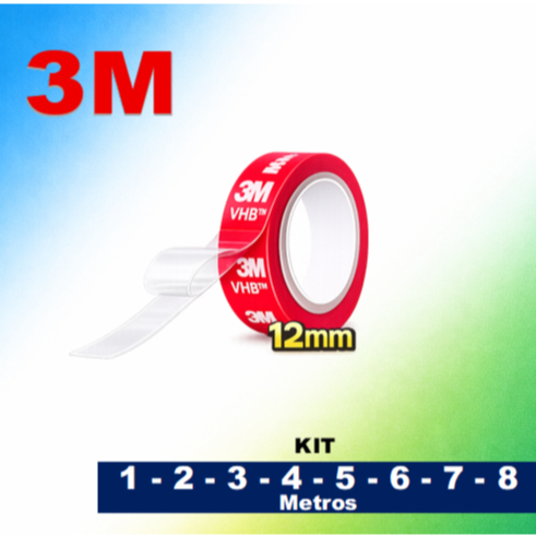 Fita Dupla Face Extra Forte 12mm da 3M Pronta Entrega Kit 1 a 8 metros