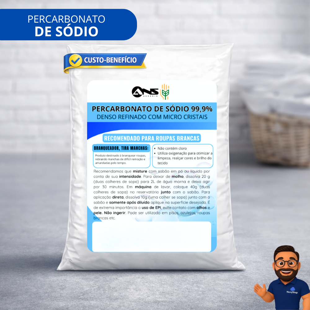 Percarbonato de Sódio 1kg 99,9% PURO - Uso Geral, Ecoógico, Sem Cloro, Custo-benefício