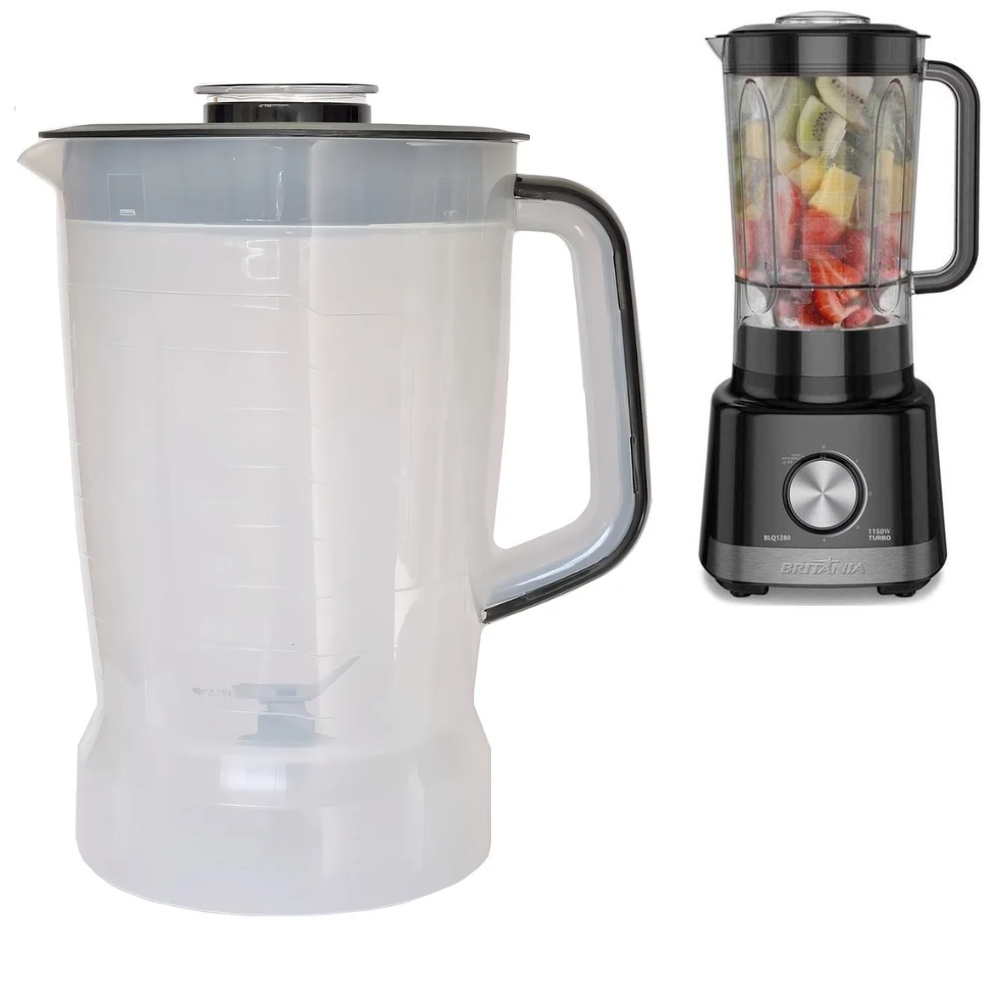 Copo para Liquidificador Britânia Turbo BLQ1015 / BLQ1280 / DIAMENTE 1000 Translucido Preto Micromax