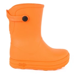 Galocha Bota Infantil Plugt Menino Confortável Leve Macio Básico Lisa Laranja Bota de Chuva