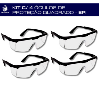 Kit 4 Óculos de Proteção EPI | Transparente Incolor + Segurança e Conforto em Oferta na Shopee