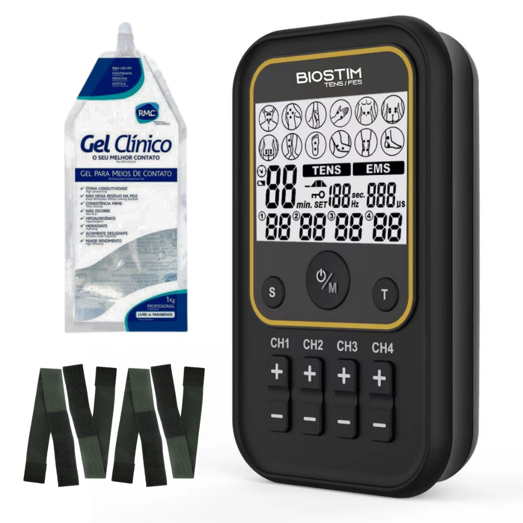 Biostim Eletroestimulador Portatil Tens Fes 4 Canais Bioset com Anvisa Bivolt