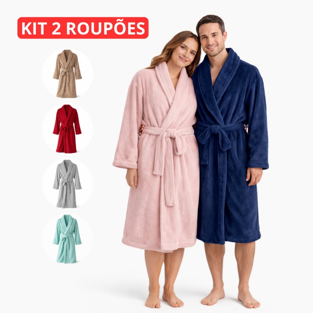 Roupão Microfibra Plush Adulto Toque Macio Quentinho Unissex Masculino e Feminino Tamanho M e G em Oferta na Shopee