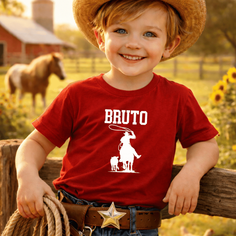 Camiseta Infantil Masculina 100% Algodão Confortável Estampada Moda Country Bruto em DTF em Oferta na Shopee