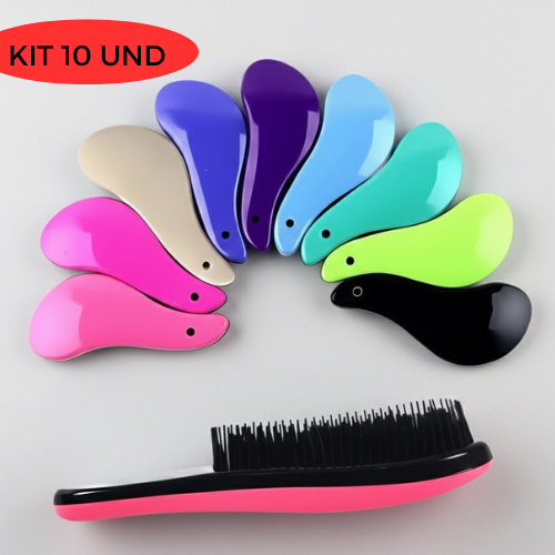 Kit 10 - Escovas Mágicas pra cabelo - Anti Frizz - De Desembaraçar Cabelo Compacto, leve e portátil.