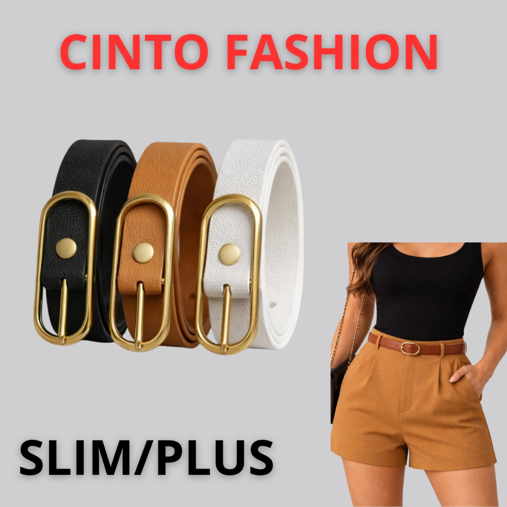 Cinto Feminino Fino De Couro Moda Blogueira Elegante fino Feminina Tendência Social Jeans e Casual Plus Size em Oferta na Shopee