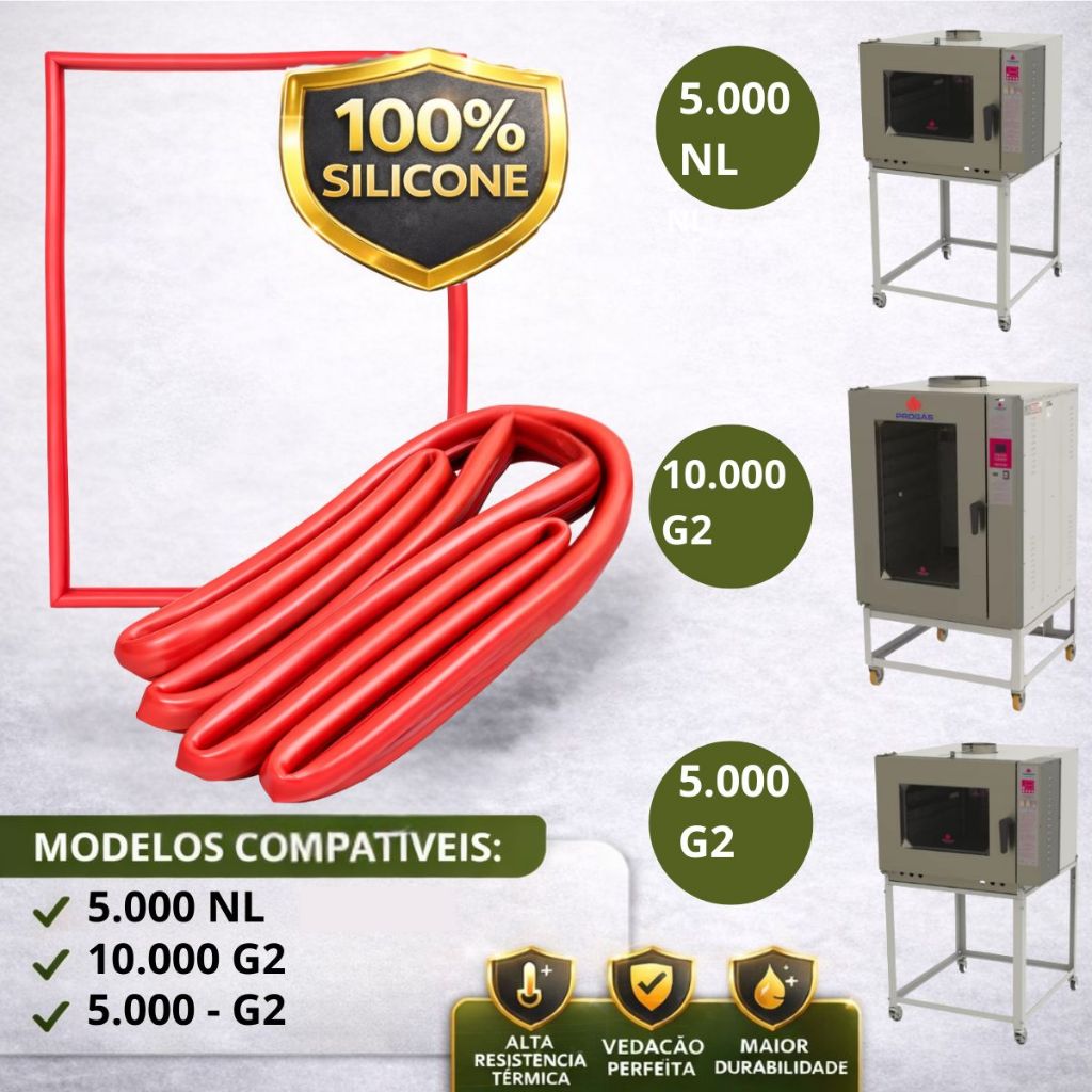 Perfil Borracha Vedação Fornos Progás 5 e 10 Esteiras PRP-5000 NL G2 PRP-10000 100% Silicone em Oferta na Shopee