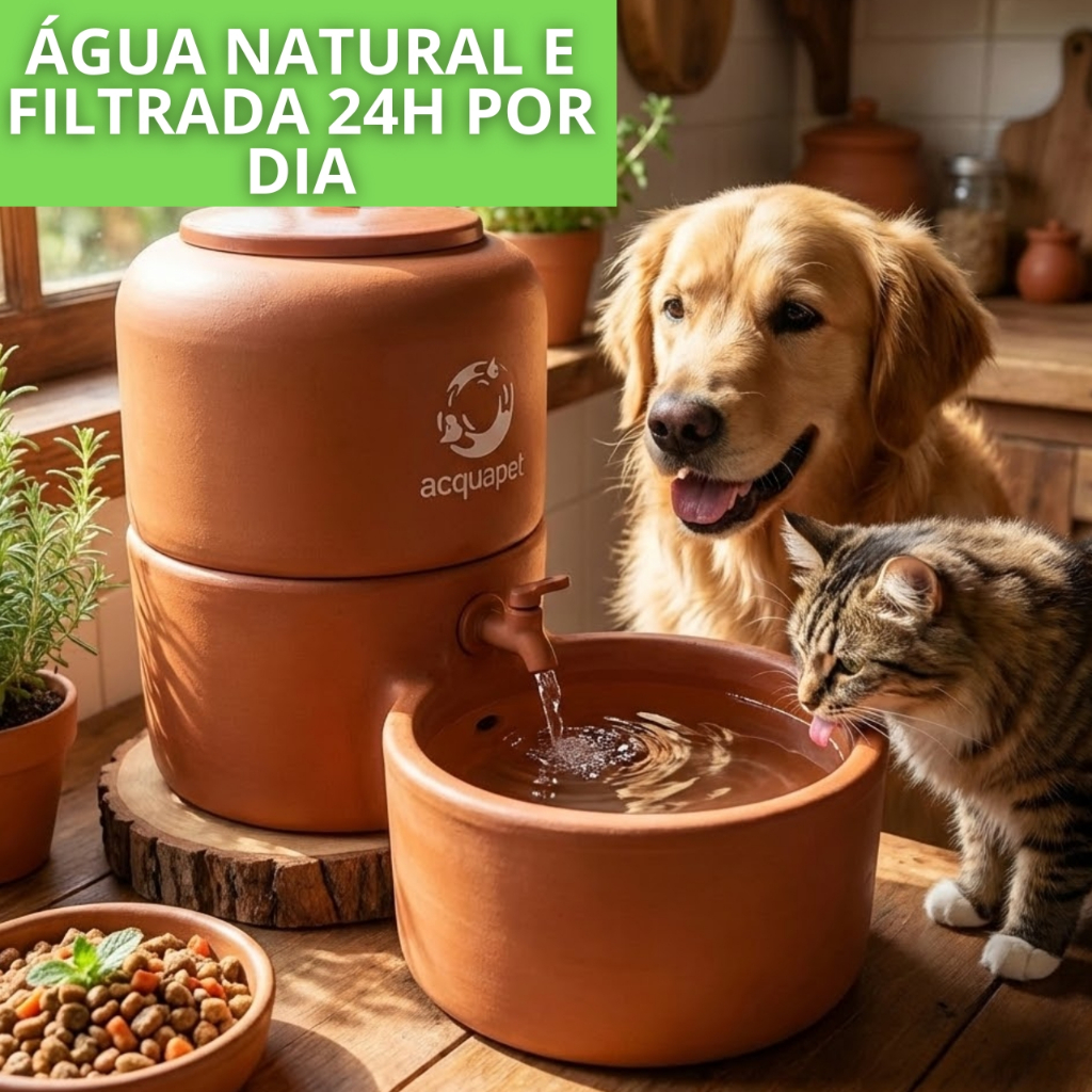 Bebedouro De Barro Para Cães Gatos Cachorros Pet Completo Com Vela Carvão Ativado 8 L- Envio Rápido