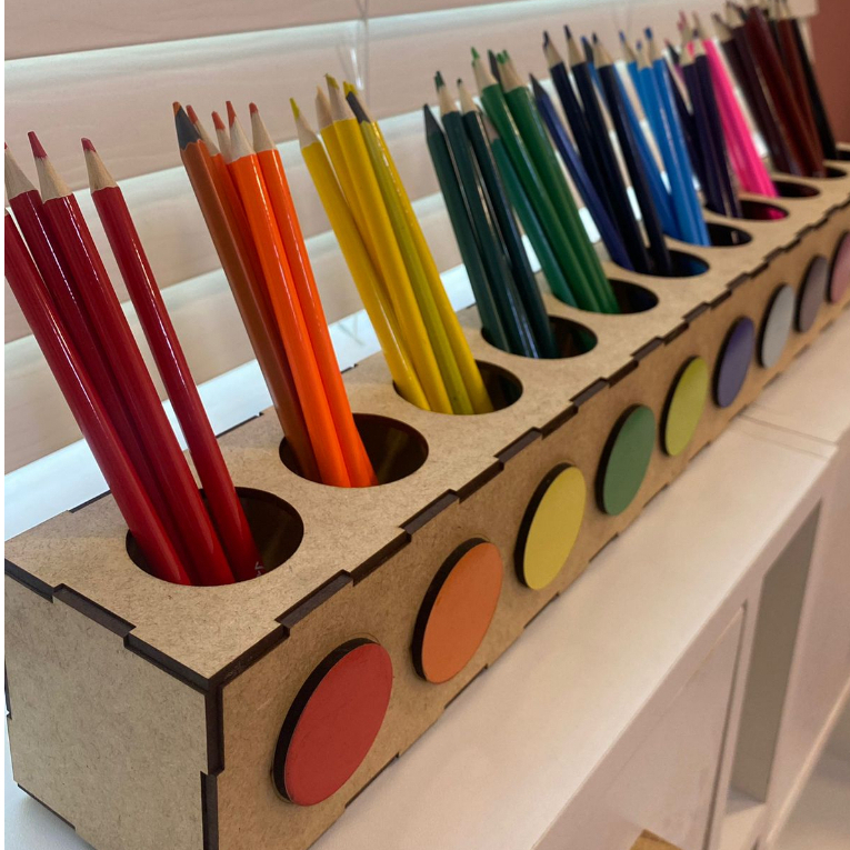 Porta Lápis Montessori Organizador Lápis de Cor