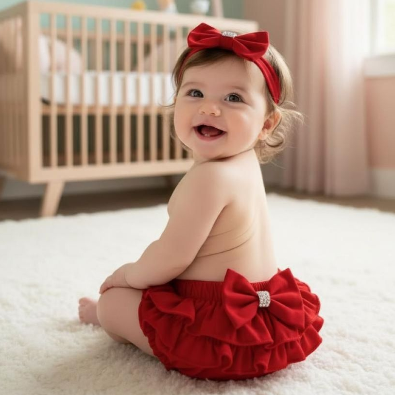 Kit com 2 ou 3 Calcinha Bunda Rica 2 Babado Bebê Menina Tapa Fralda Elástico Confortável 3 a 6 meses