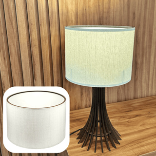 Cúpula Rústica De Abajur Decoração 24x18 Cm Com Tecido Moderno Em Material MDF Imbuia - Cor Claro em Oferta na Shopee