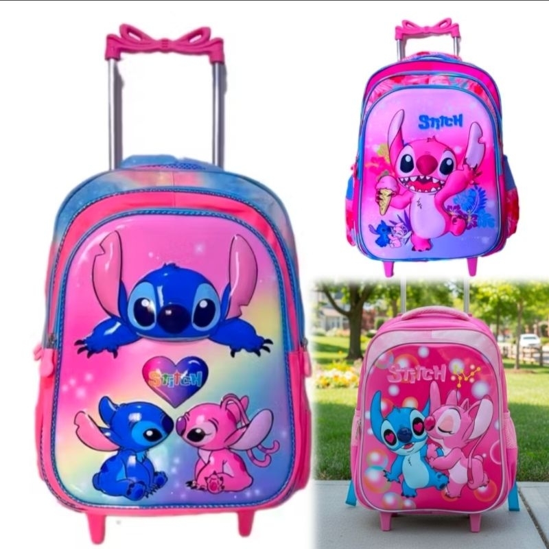 Mochila Escolar de rodinha Stitch em Oferta na Shopee