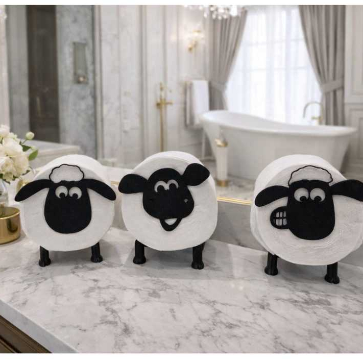 Suporte de Papel Higiênico Shaun Ovelha Carneiro Decoração de Banheiro