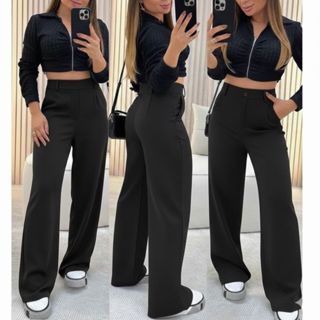 Calça Pantalona Alfaiataria Premium Com Bolso PROMOÇÃO em Oferta na Shopee