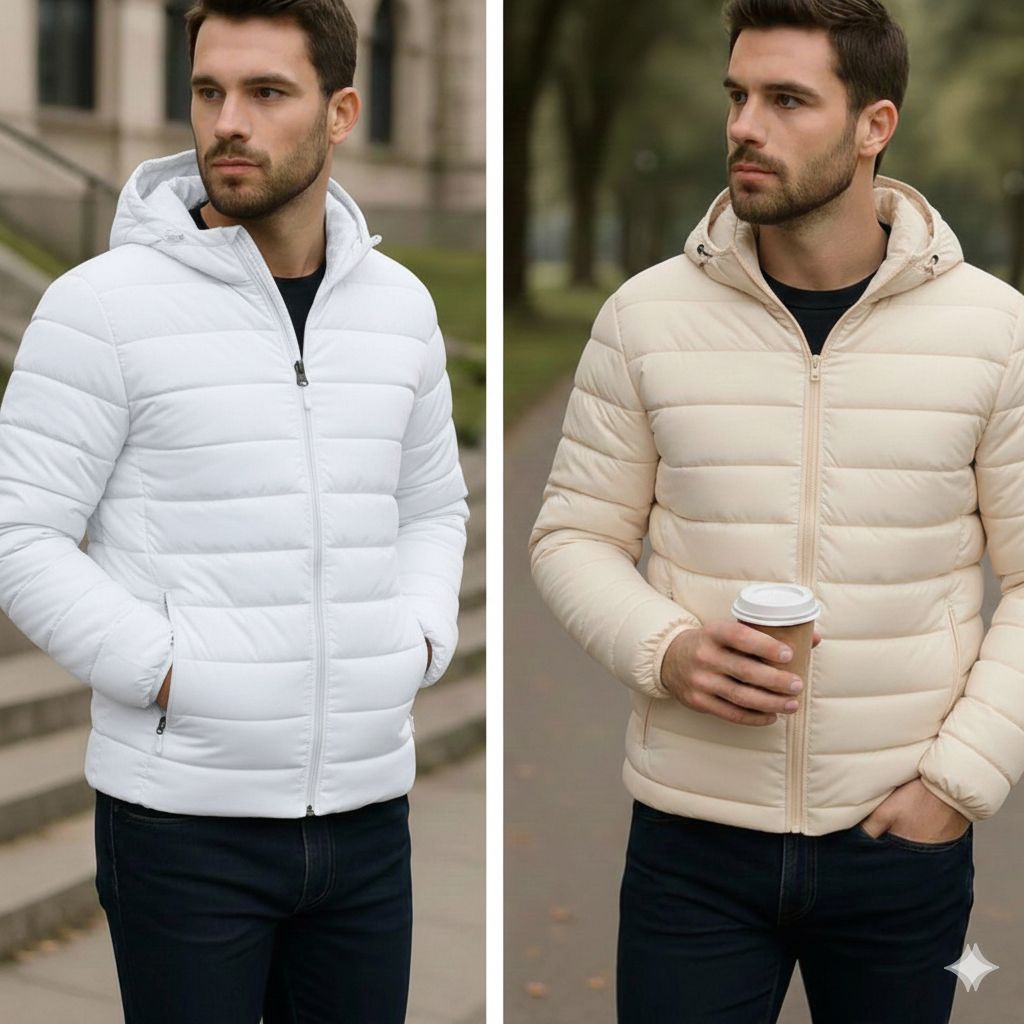 2 Jaqueta Bobojaco Impermeável Becker Nylon Puffer Masculinos com Bolsos e CapuzJaqueta Puffer