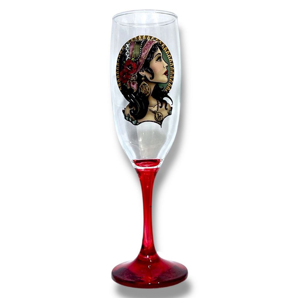 Taça Cigana Pomba Gira Vermelha 180ml Em Vidro Luxo Vermelho