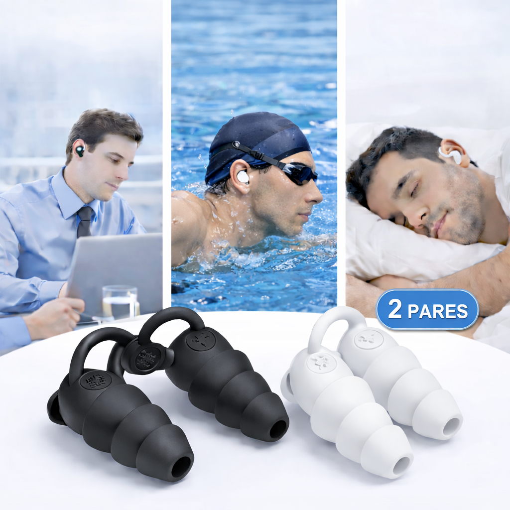 Kit 2 Pares Tampão de Ouvido – Redução de Ruídos para Dormir, Trabalhar e Nadar,