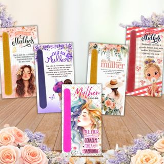 20, 50 ou 100 Lembrancinha Dia Da Mulher Mini Lixa + Card 9x5 Cm - Mimo Cliente em Oferta na Shopee