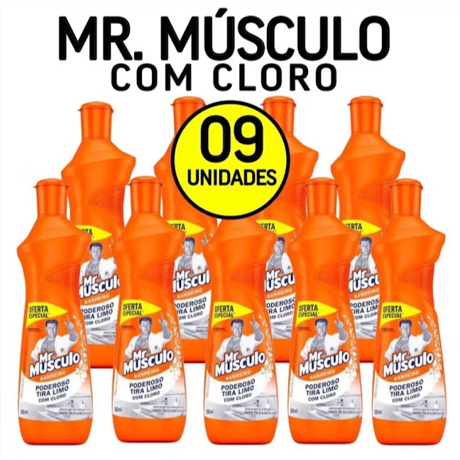 Kit c/ 9 MR Músculo Banheiro Desinfetante c/ Cloro - 500ml em Oferta na Shopee