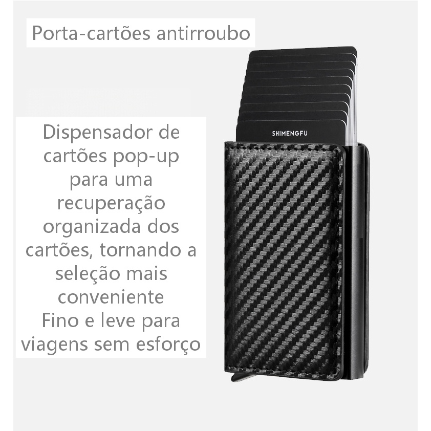 1/2/5 Pcs Carteiras Fibra De Carbono Porta-Cartões Masculina Marca Preta Mágica Tripla De Couro