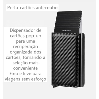 1/2/5 Pcs Carteiras Fibra De Carbono Porta-Cartões Masculina Marca Preta Mágica Tripla De Couro em Oferta na Shopee
