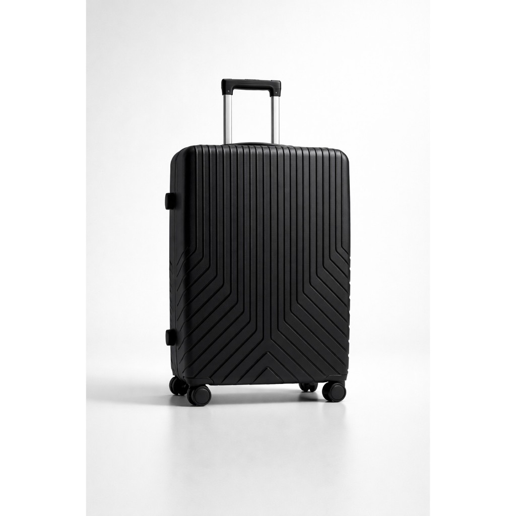 Mala de Viagem Média 23kg Polipropileno Resistente Preto Rodinhas 360° Moderna Cadeado TSA
