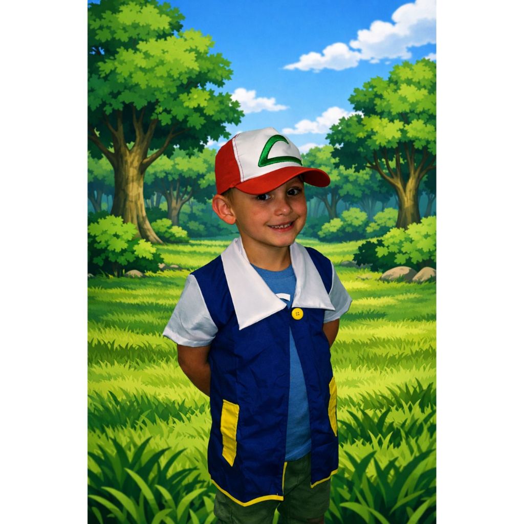 Colete Ash Pokémon Adulto e Infantil