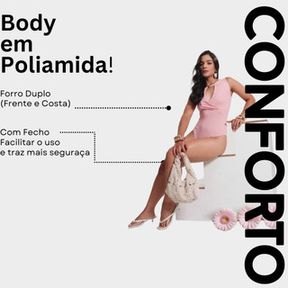 Body Poliamida Com Fivela Modelador  Busto Forrado Tecido macio e confortável Ideal para looks do dia a dia.
