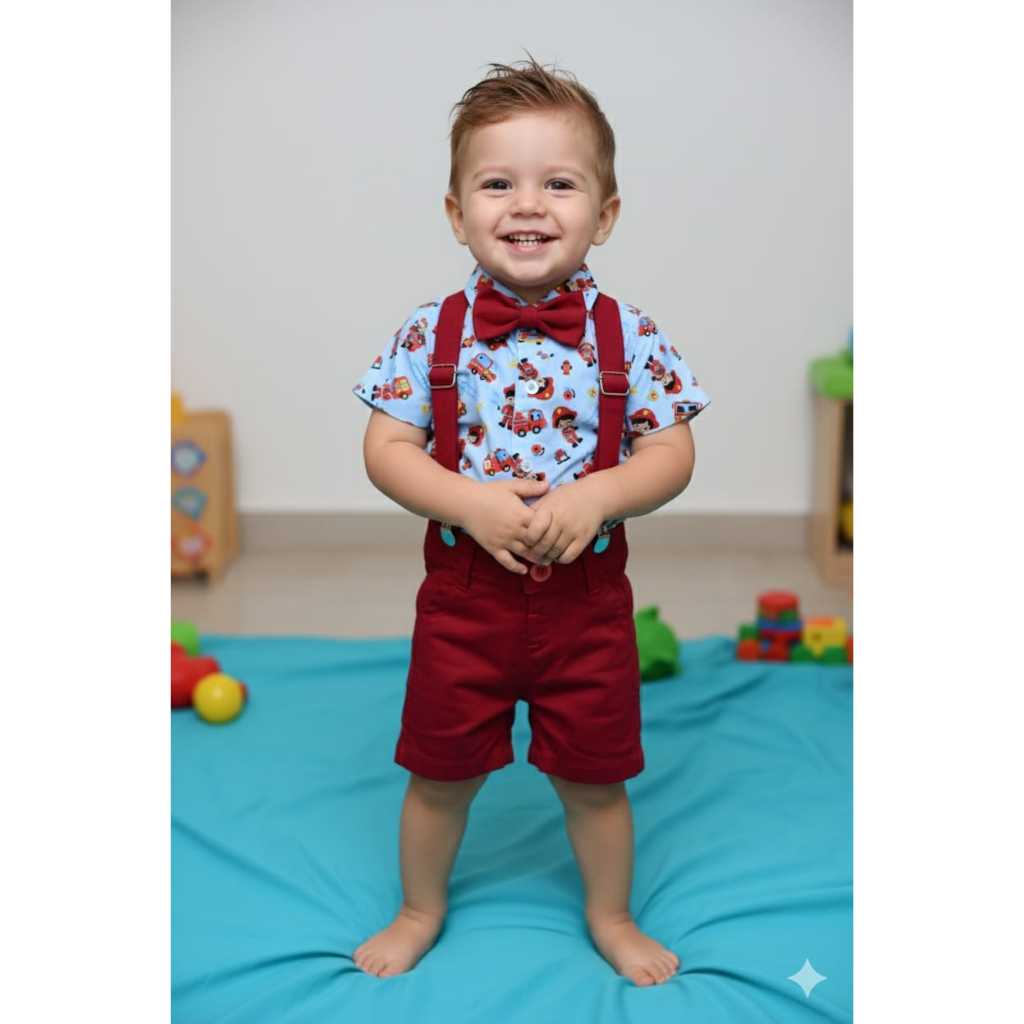 Roupa Temática Infantil Bebê Bombeiros Dinossauro Carros Astronauta  Alfa 423