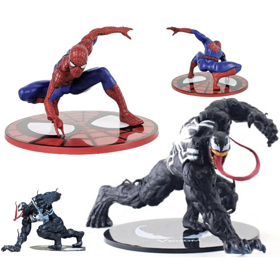 Kit 2 Bonecos Homem Aranha + Venom Action Figure com Base Colecionável PVC Estátua Geek Decoração em Oferta na Shopee