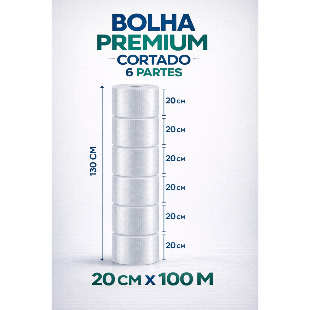 Vendendo Prático Bolha | Rolo 20cm x 100m (6 Cortes) Ideal para Embalagens e Proteção em Oferta na Shopee