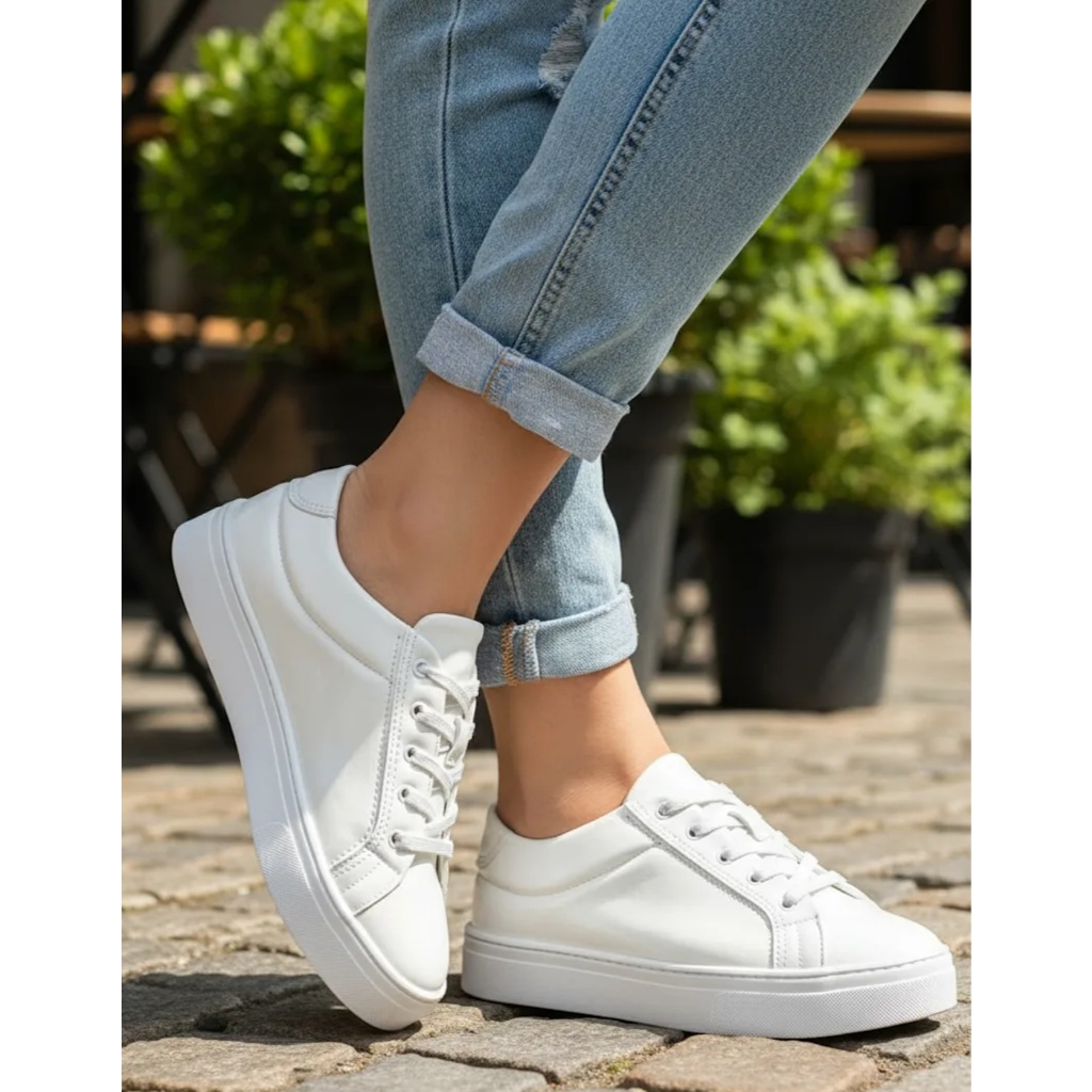 Tenis Feminino Casual Sapatenis Numeração Especial 33 ao 44 Tenis Feminino Branco Enfermagem
