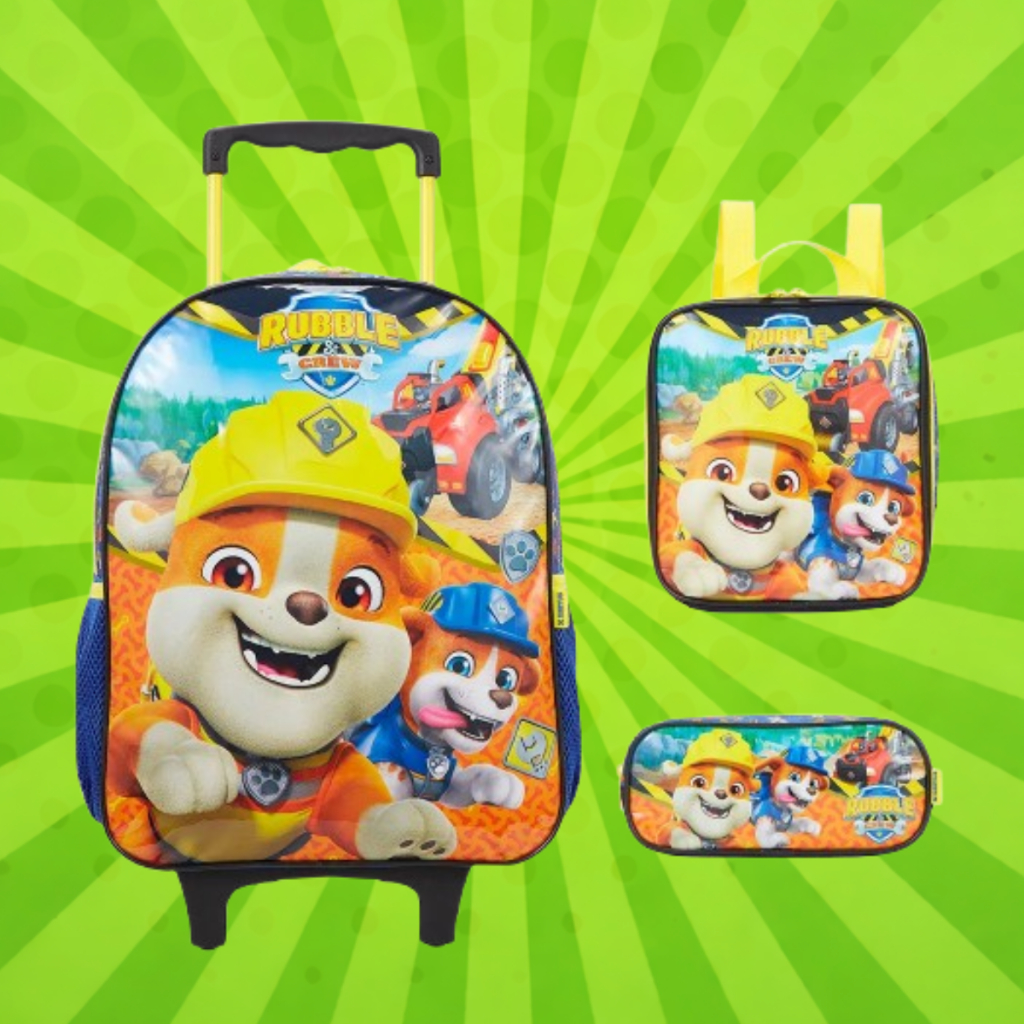 Kit Mochila Rubble de Rodinha Patrulha Canina Xeryus Original 13460