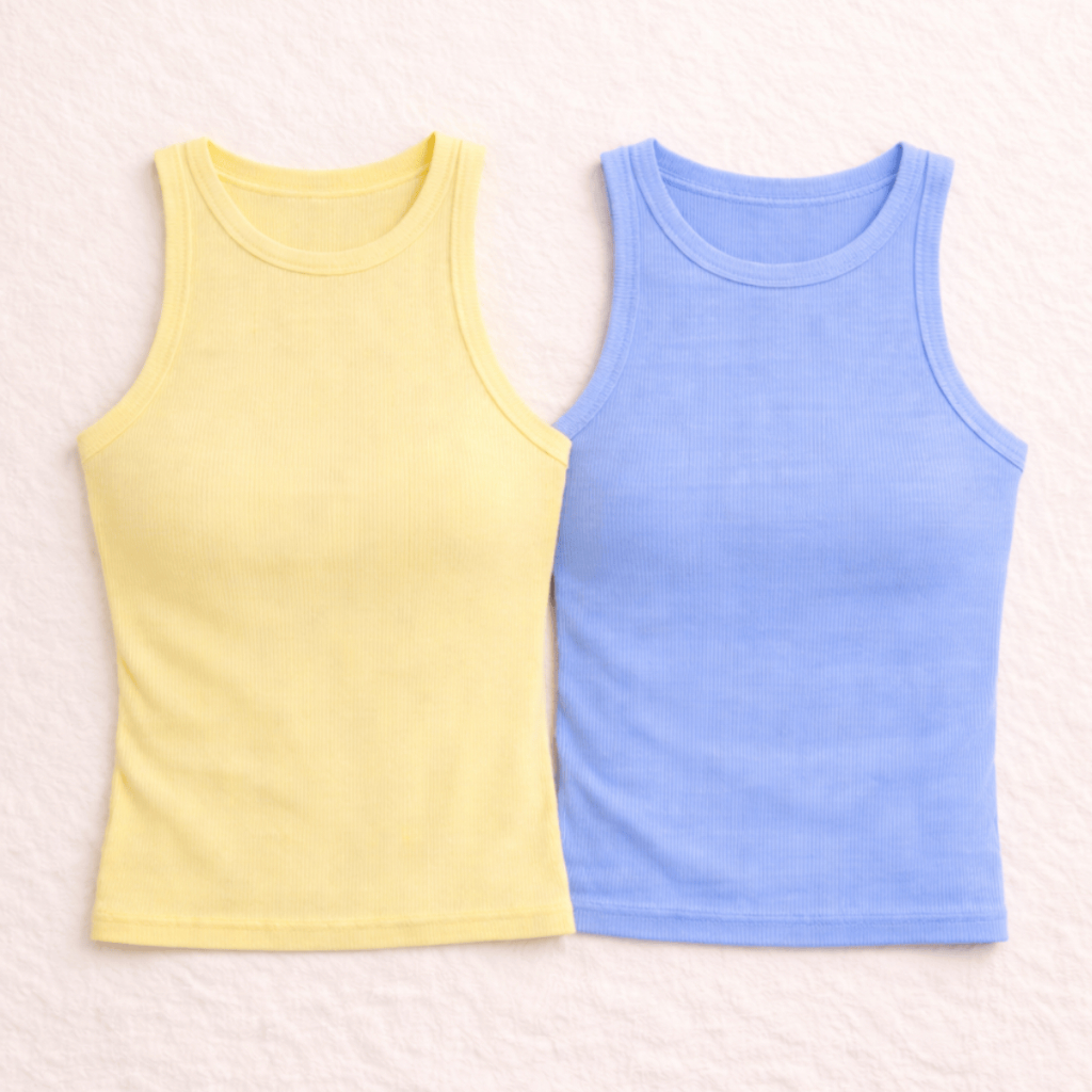 Kit 2 Regatas Caneladas Femininas Básicas, Ajustadas ao Corpo, Confortáveis e Versáteis
