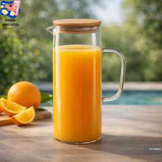 Jarra 1,2L Para Servir Água Suco Chá E Refrescos No Dia A Dia Escritorio Mesa Posta Com Tampa  Bambu De Vidro Resistente em Oferta na Shopee